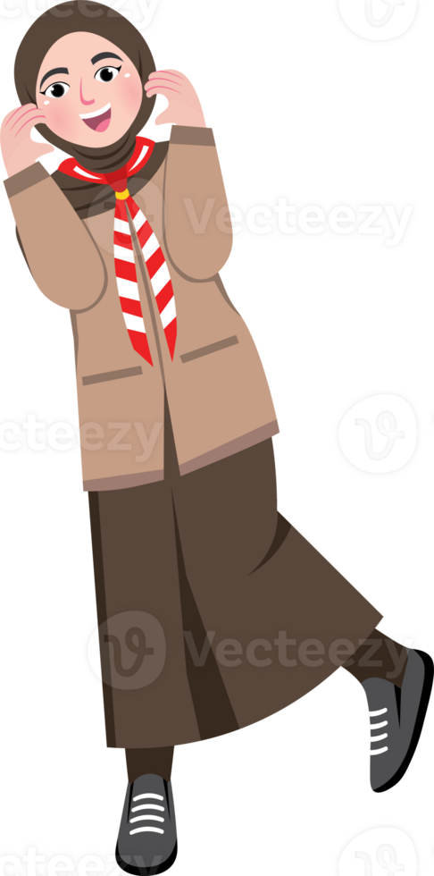 World Scout Day, Scout Girl with Korean Gesture png