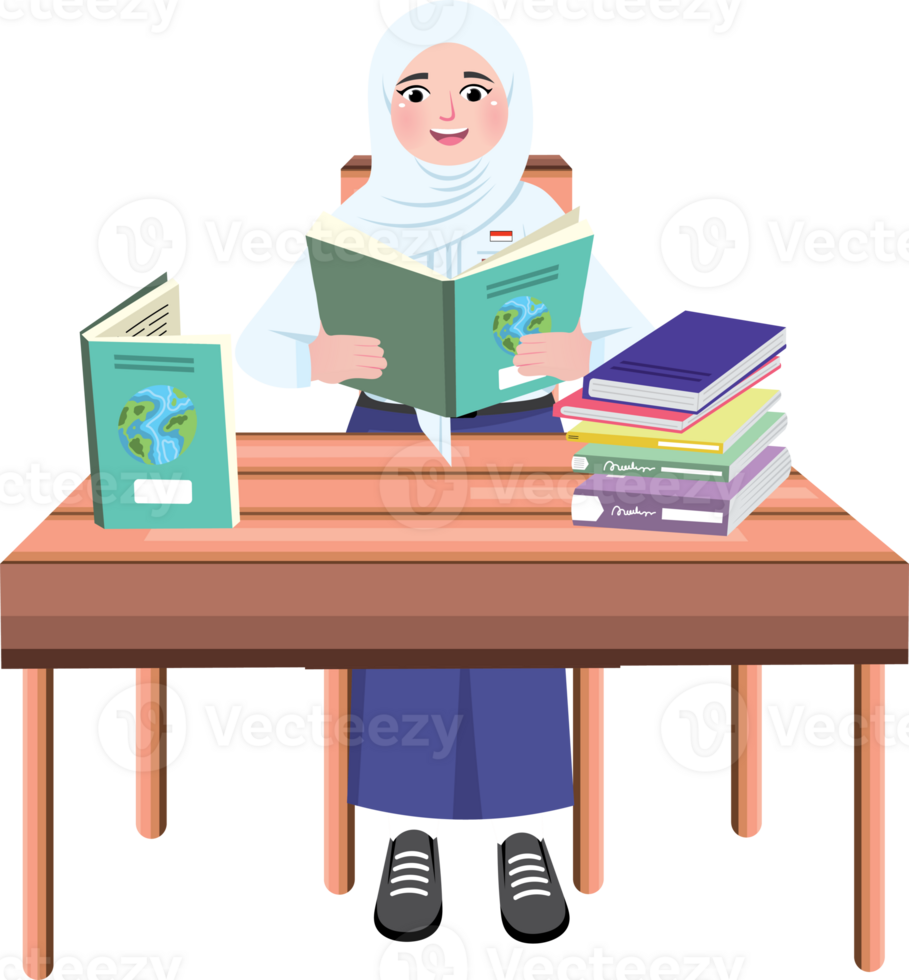 Junior High School Student Reading Books png