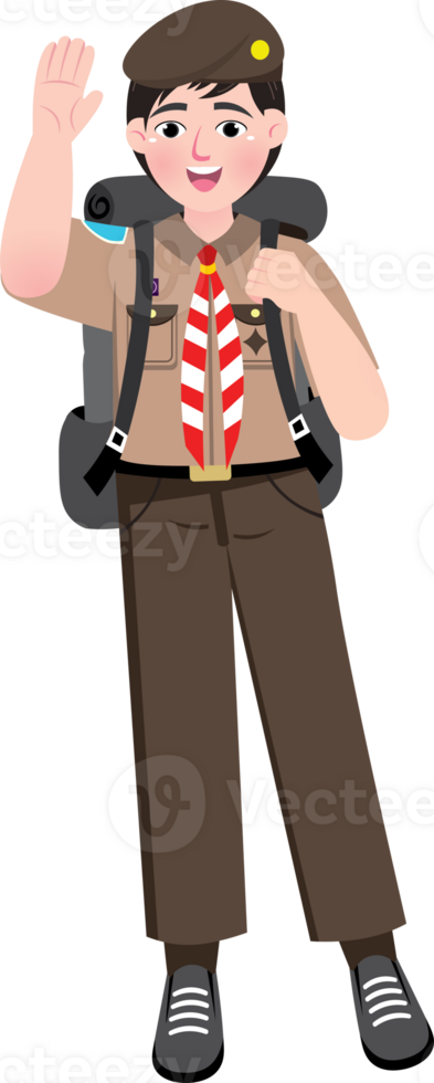 Scout Boy Waving Hand with a Friendly Smile png