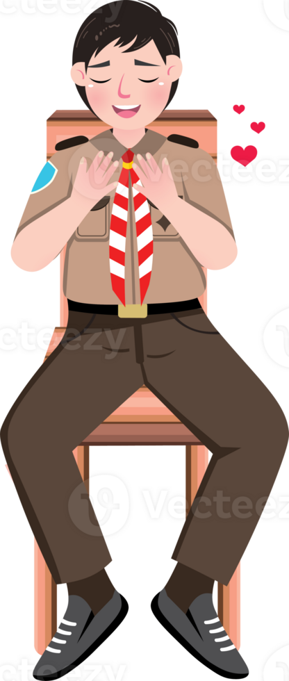 Scout Boy Smiling with Self Appreciation png