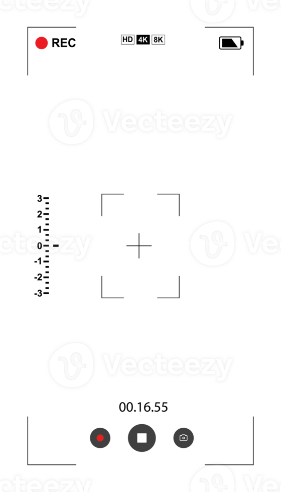 Vertical recording display, Smartphone Camera Frame Viewfinder Overlay on Transparent Background png