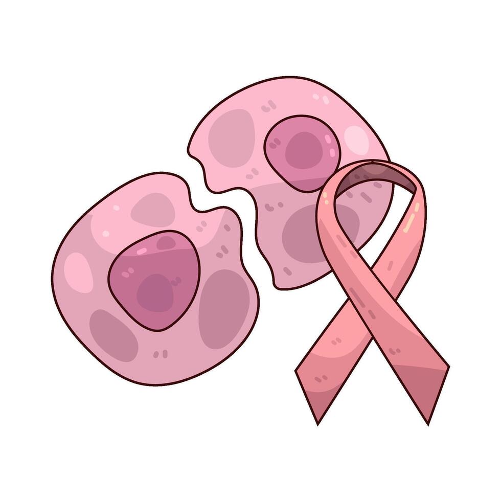Breast Cancer Ribbon with cell division vector