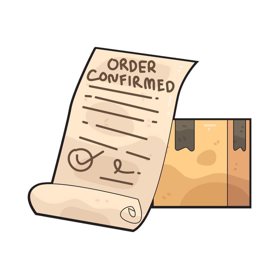 Confirmed order slip and package vector