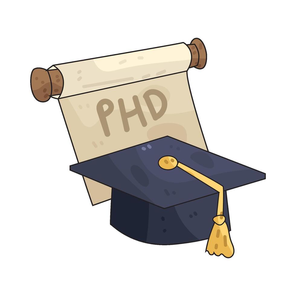 graduation cap with PHD diploma vector