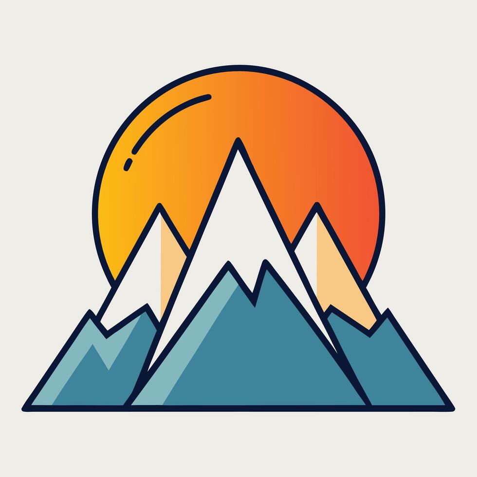 Majestic mountain peaks under a vibrant sun mountains nature vector