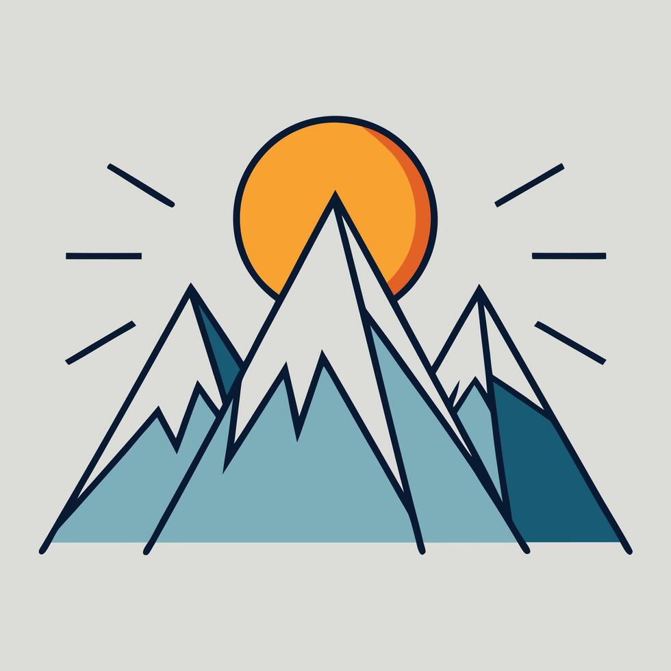 Snowy mountain peaks under a bright sun mountains nature vector