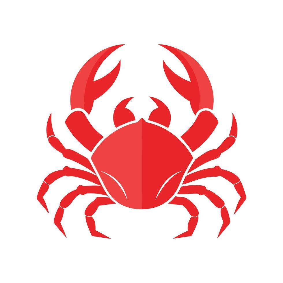Red crab with claws and legs on white background crustacean vector
