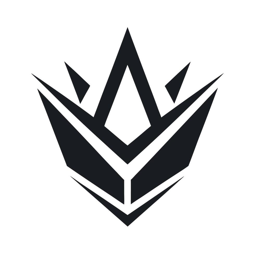Sharp Geometric Black Crown Emblem white abstract vector