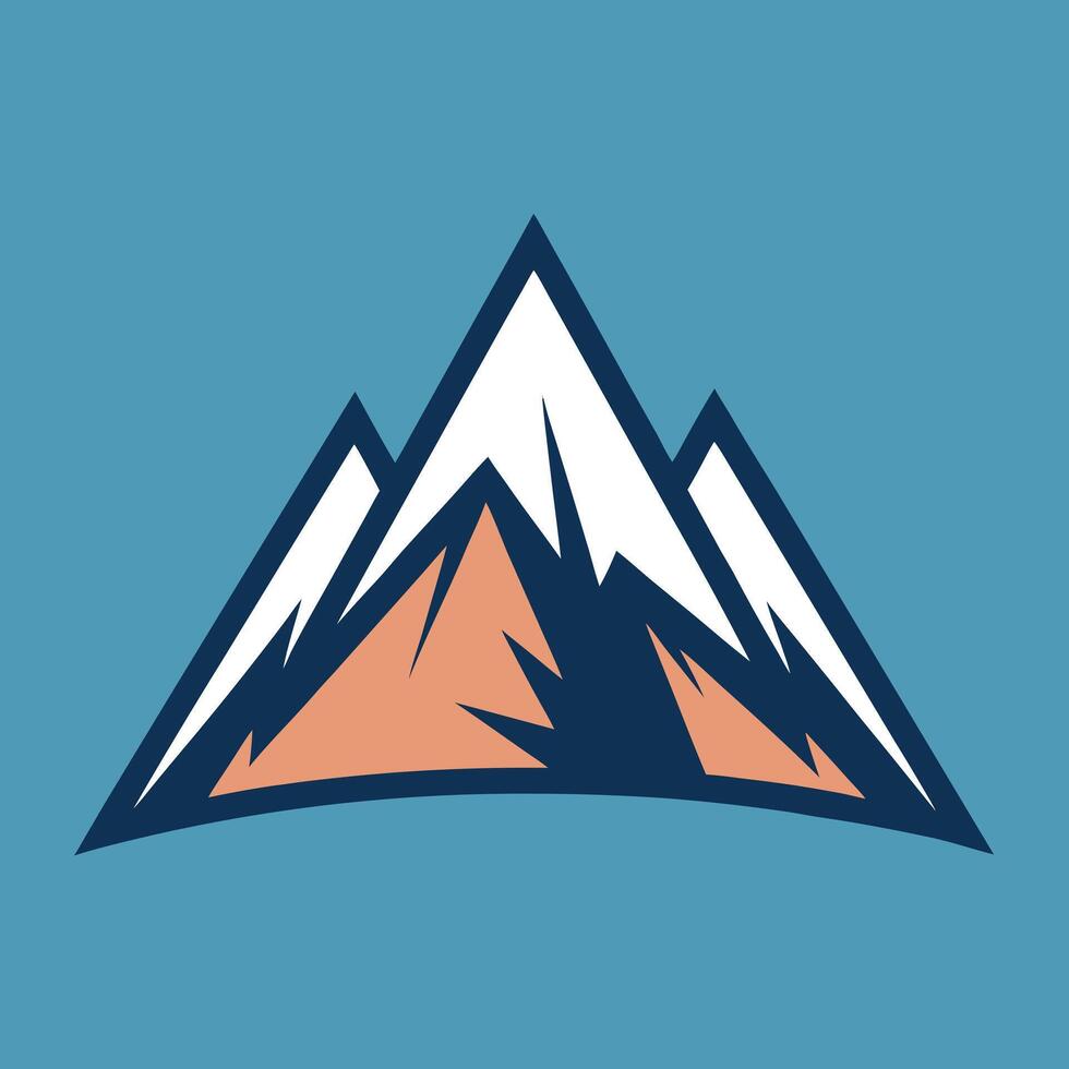 Stylized mountain peaks with snow and rock blue vector