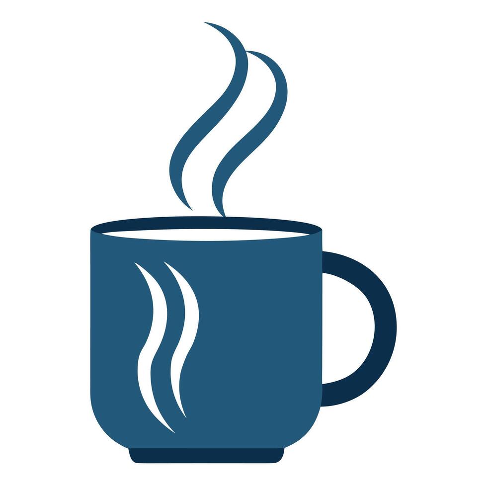 Steaming blue mug with white accents hot beverage drink vector