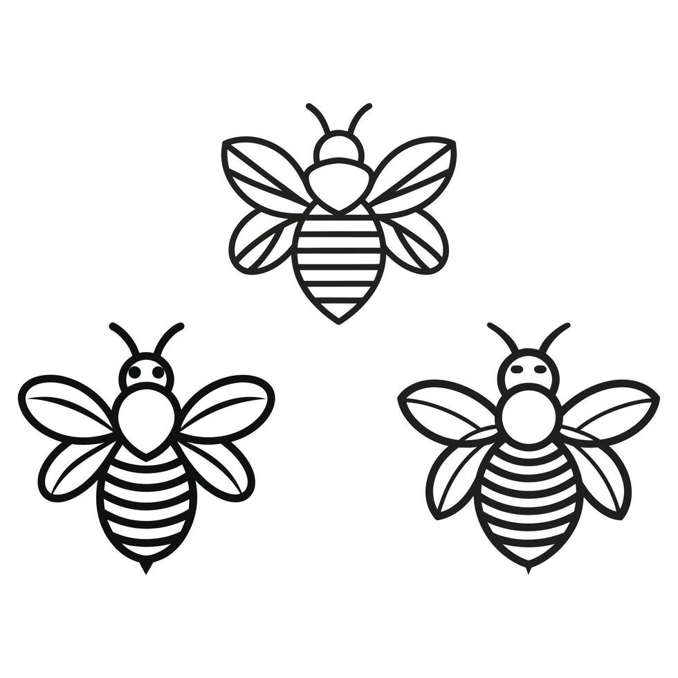 Stylized bees with wings and striped bodies insect animal vector