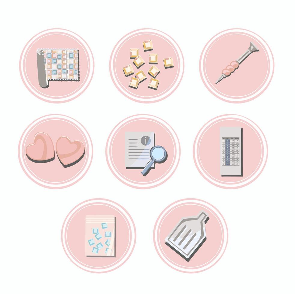 Icons of tools and elements for crafting vector