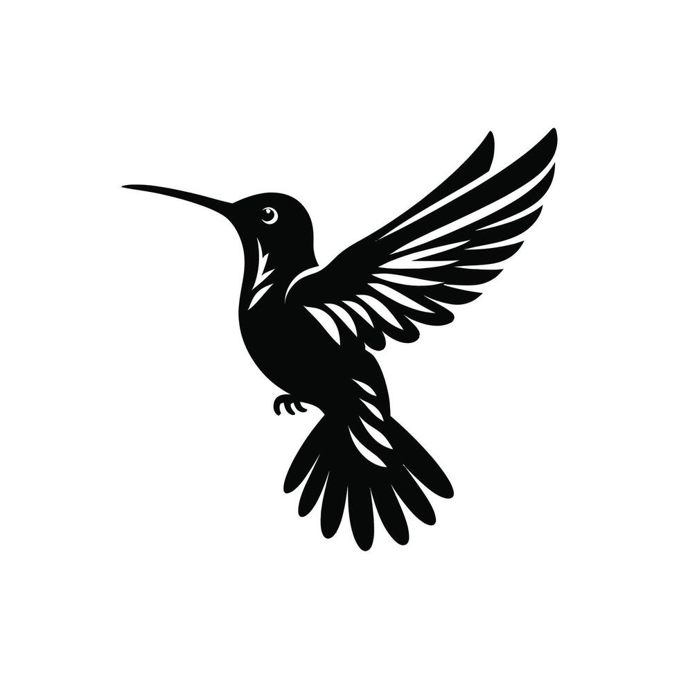 Hummingbird Silhouette in Black on White Background vector
