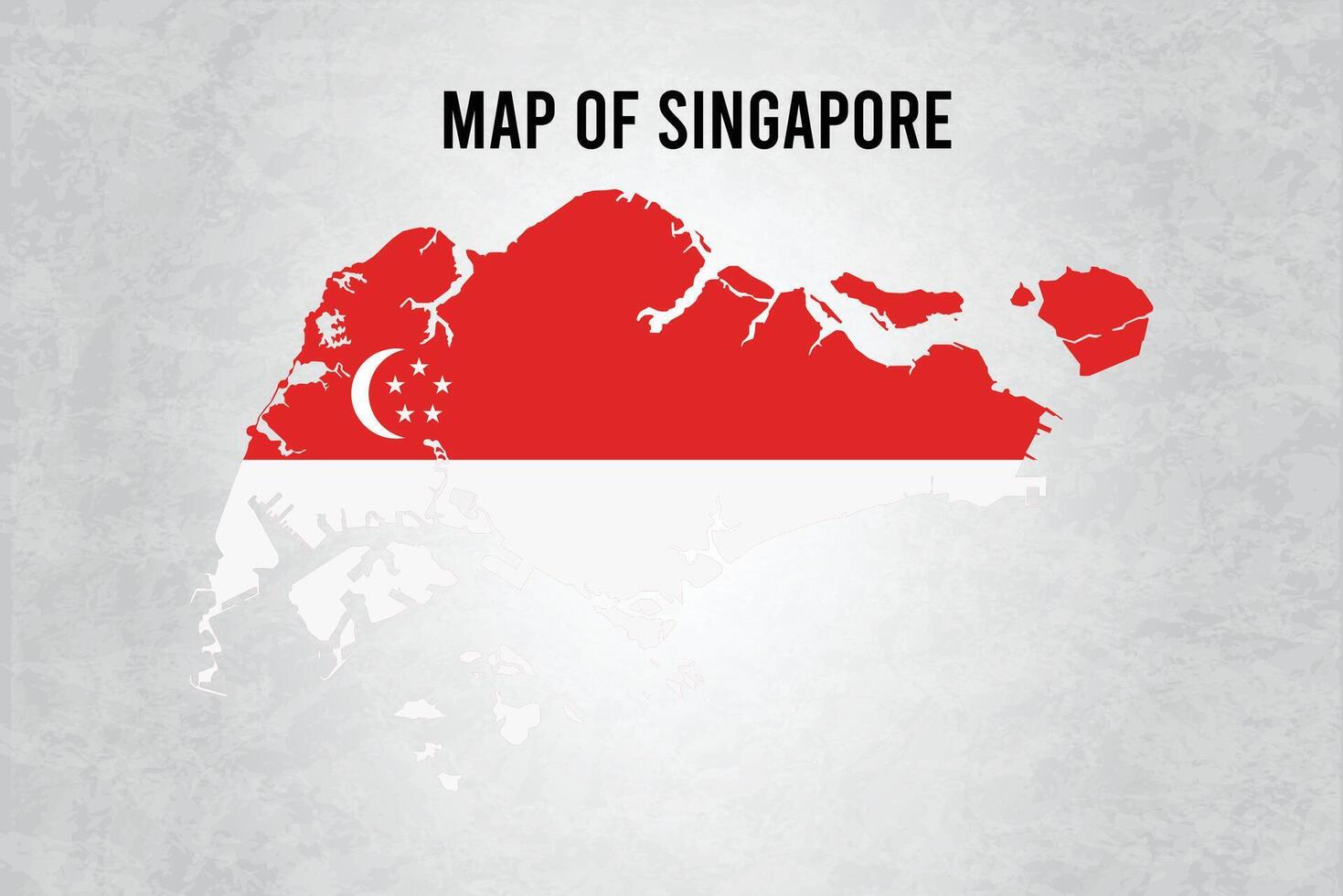 Map of Singapore with national flag vector