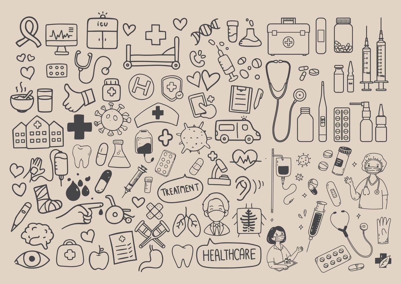 Medical doodles Art Illustration vector