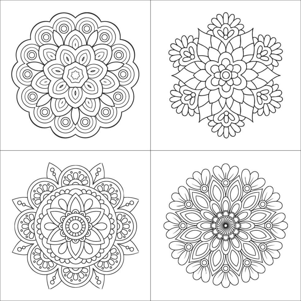 Four mandala designs for coloring vector