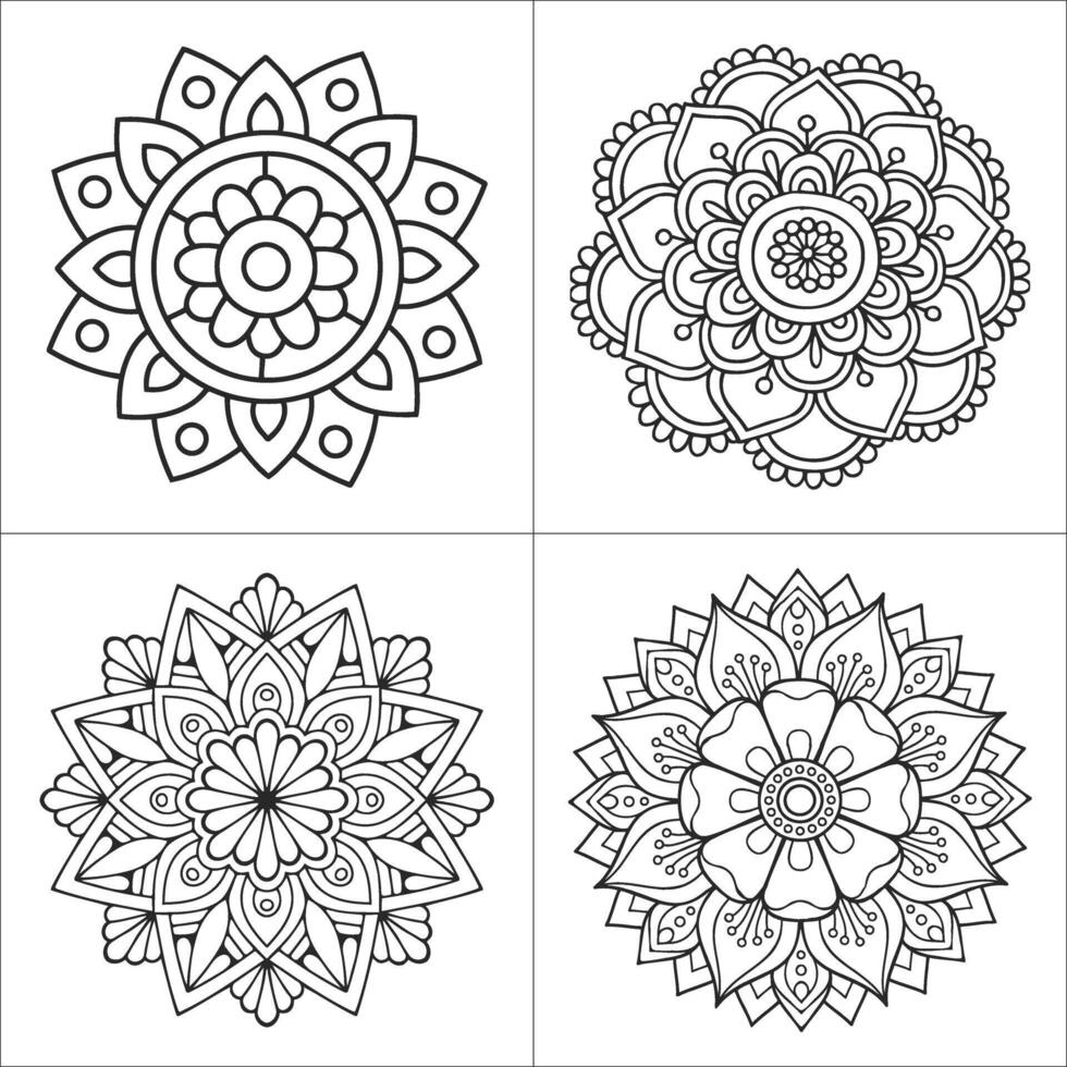 Four mandala coloring designs vector