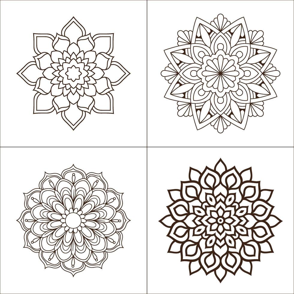 Intricate mandala patterns for mindful coloring offering peace and creative expression clean line vector