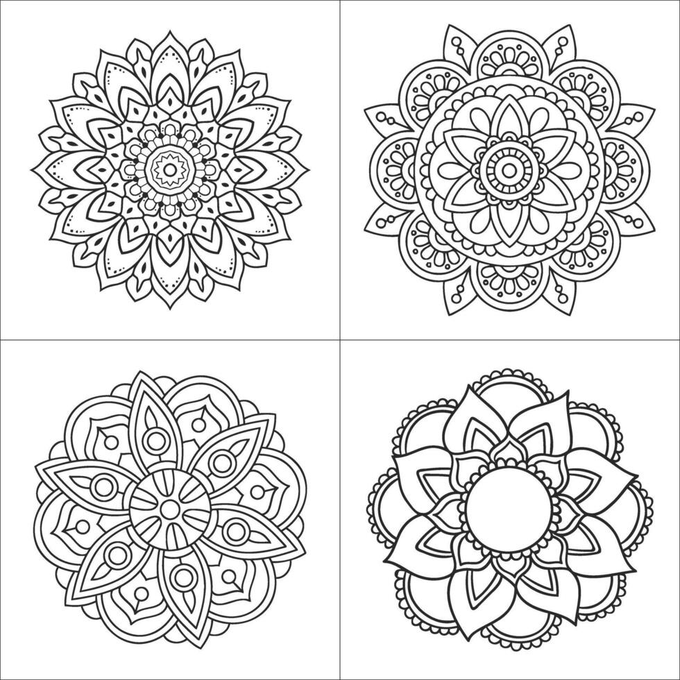 Coloring page with mandala designs vector