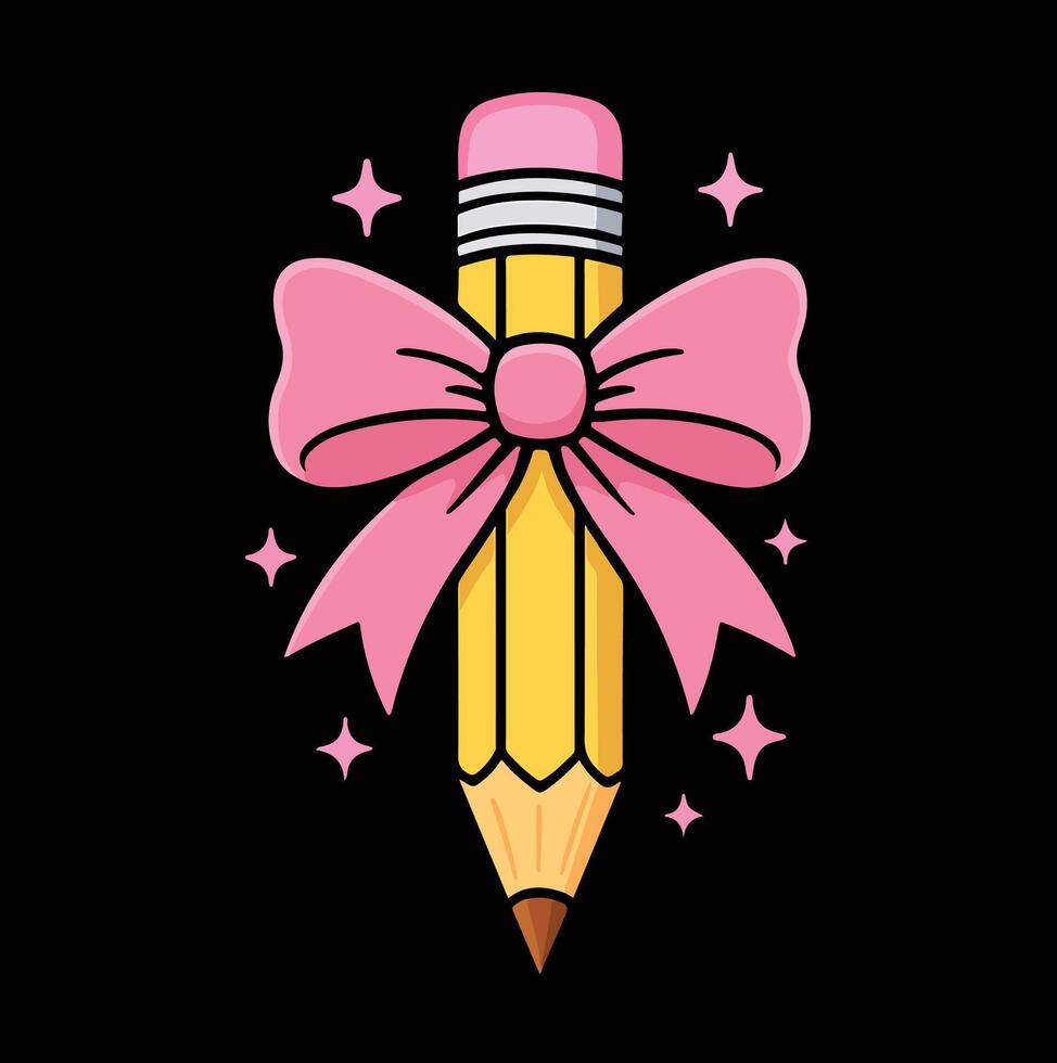 Coquette Pencil Bow Back to School- Teacher vector