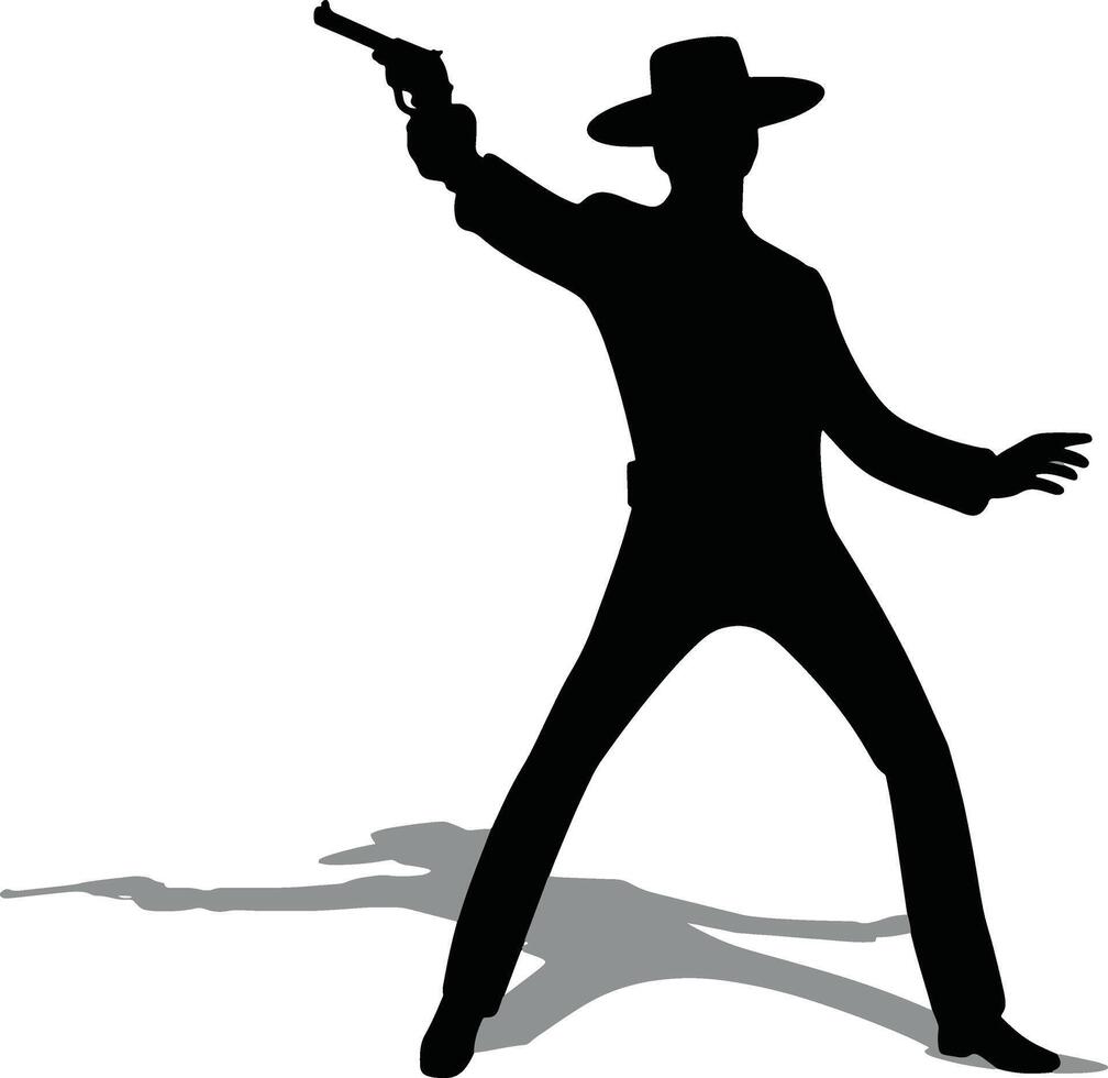 shooting by a pistol silhouette art vector