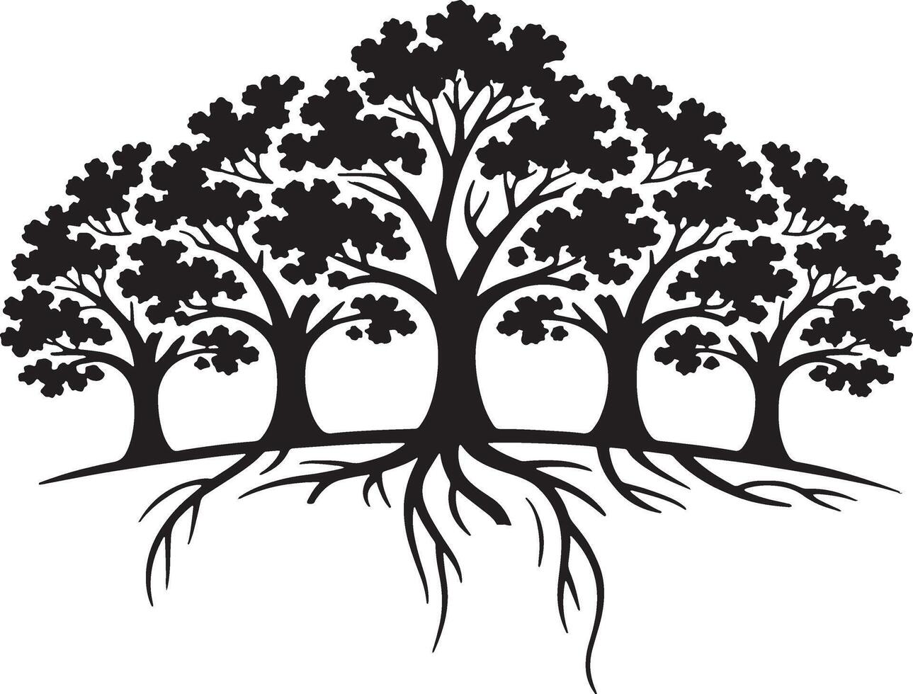 tree silhouette line art illustration design vector