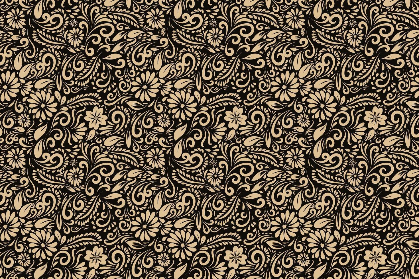 Floral pattern on black background vector