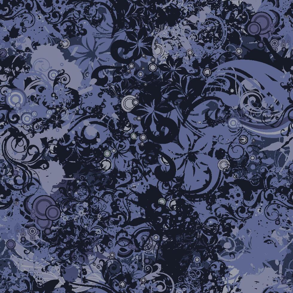 Floral abstract design in blue tones vector