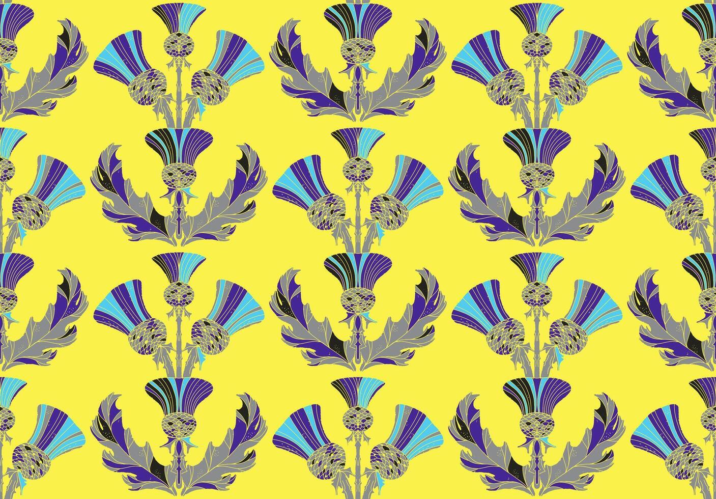 thistle blue and purple fabric vector