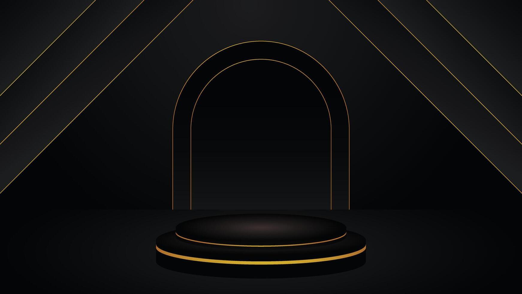 black stage with golden accents vector