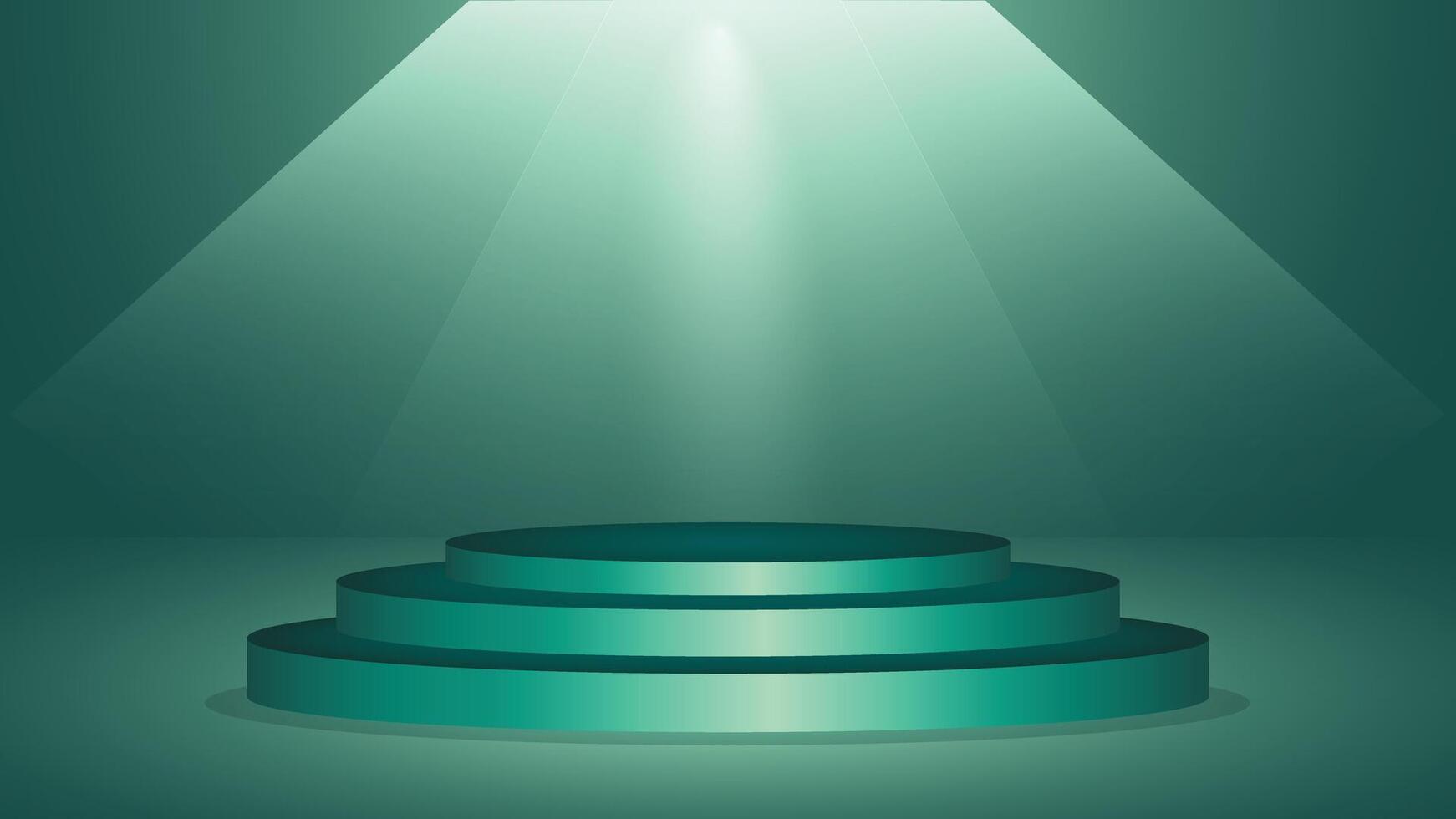 Modern green stage podium background with bright spotlight perfect for showcasing products awards events promotions and elegant presentations in various creative designs vector
