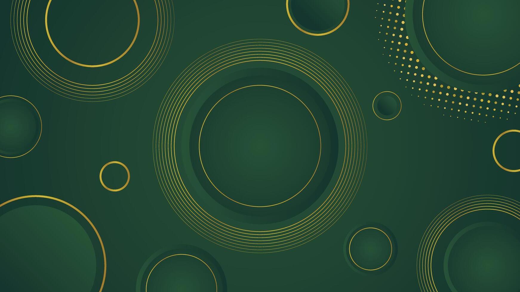 Stylish green background featuring gold circles and abstract details perfect for luxury designs invitations posters and elegant presentations vector