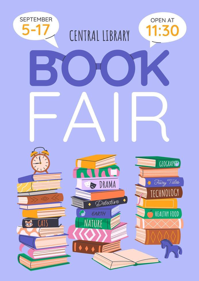 Central Library Book Fair promotional image vector