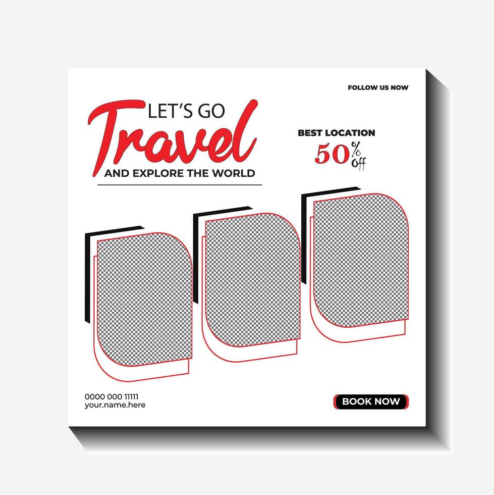 promotion post travel and tourism instagram post or social media post template vector