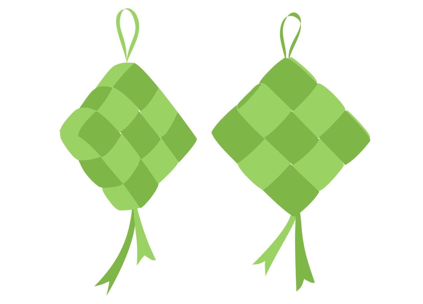 Ketupat or rice dumpling is a local delicacy during the festive season. Ketupats, a cooking rice wraped with young coconut leaves. vector