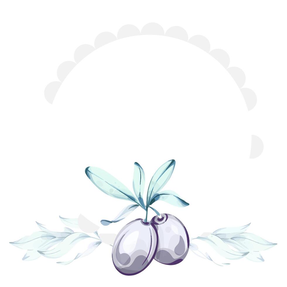 Exploring the beauty of olives and olive oil in watercolor artistry inspired by Italian cuisine and nature frame, border, arrangement vector