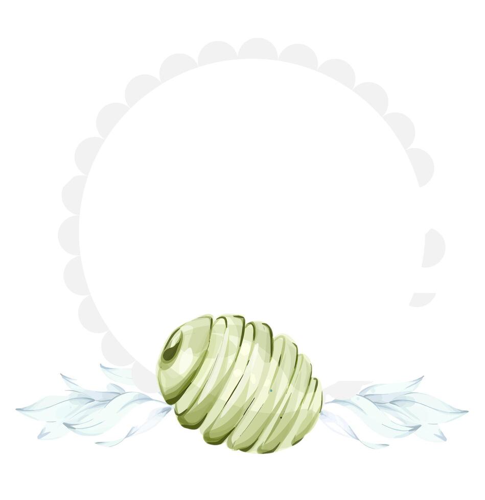 Illustration of olives and olive oil in watercolor style inspired by the beauty of nature and Italian cuisine frame, border, arrangement vector