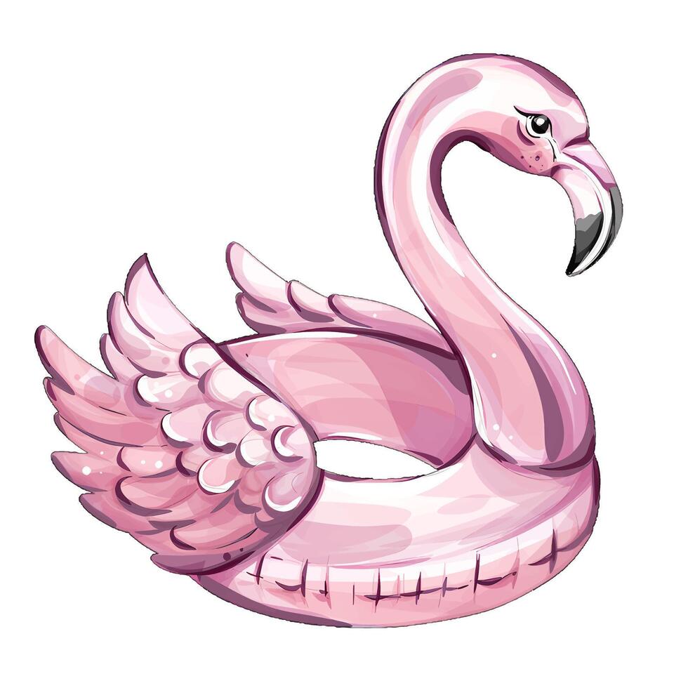 Bright and cheerful pink flamingo inflatable ready for summer adventures, enhancing poolside gatherings and beach vacations, creating joyful moments with loved ones all season long. vector