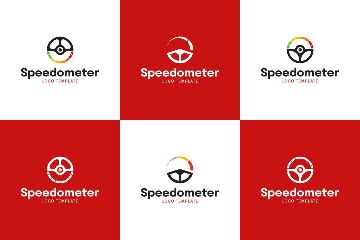 Set collection of steering wheel and speedometer logo design template illustration vector