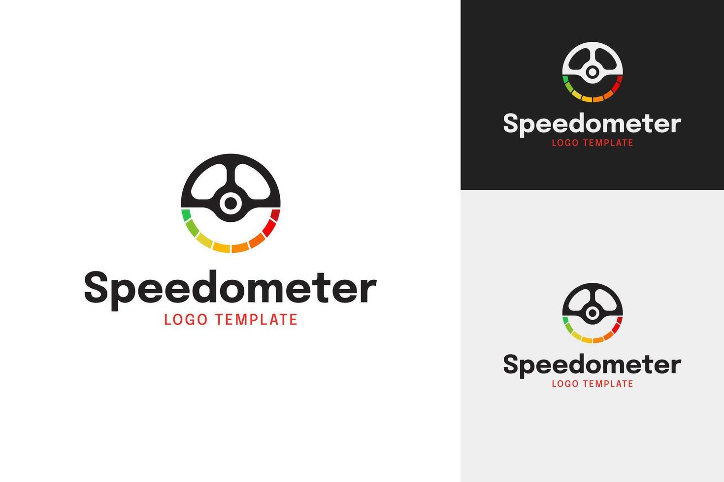 Creative steering wheel and speedometer logo design template illustration vector