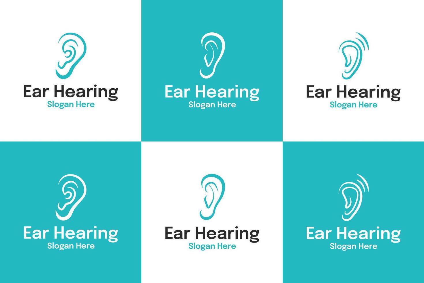 Set collection of ear hearing logo design template illustration vector