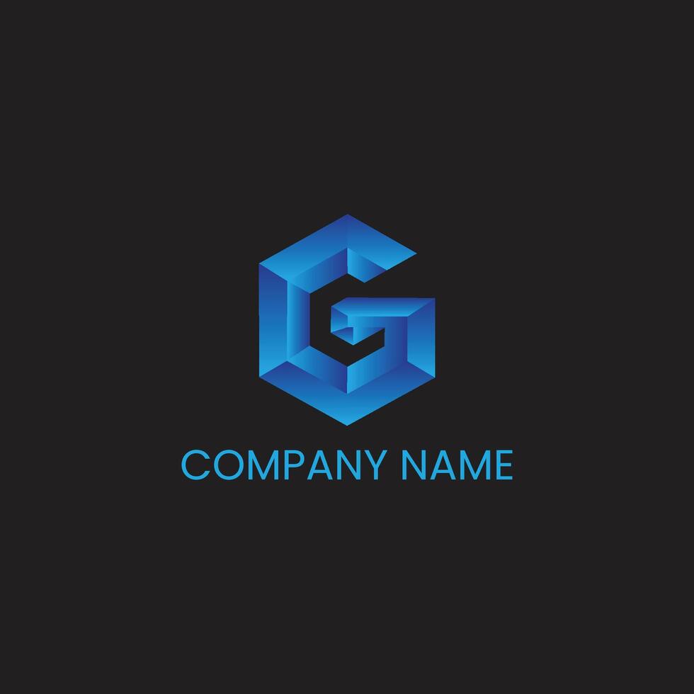 Geometric Blue 3D 'G' Logo for Business Branding vector
