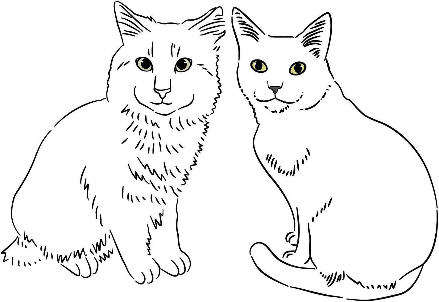 Black White Sketch of Cat Dog vector