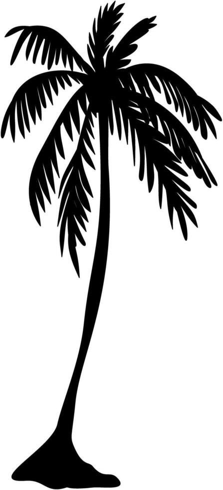 Ship Sailing Near Coconut Palm Silhouette vector