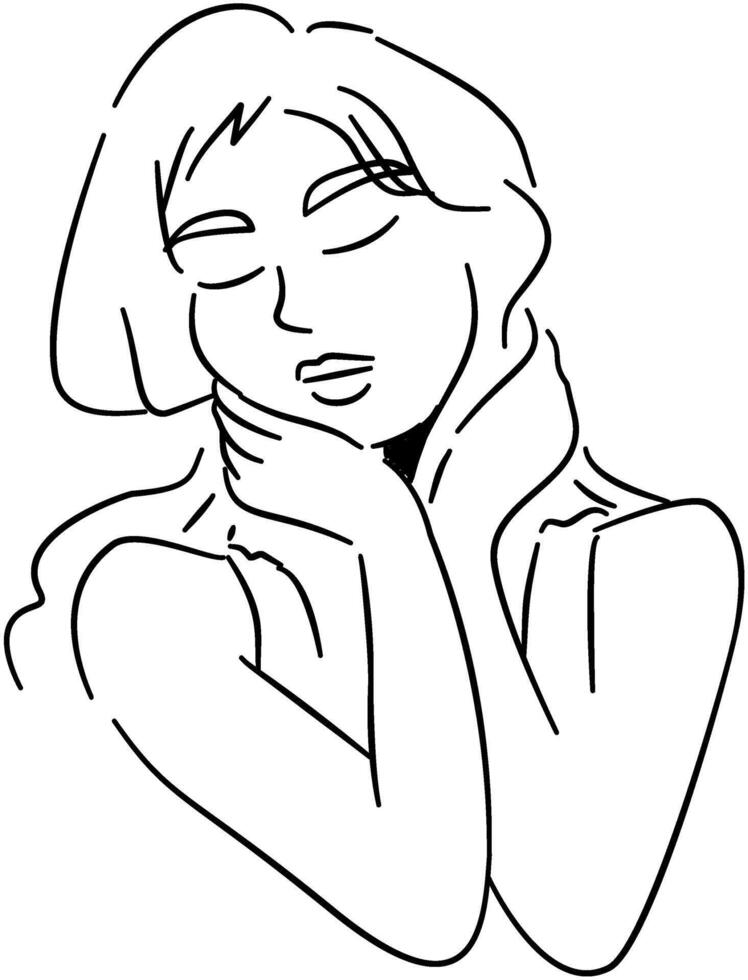 Minimalist Woman Face With Closed Eyes vector