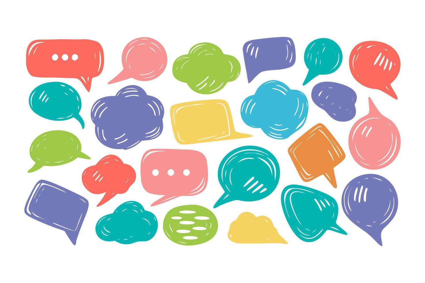 Doodle Speech Bubble Collection in Bright Colors vector