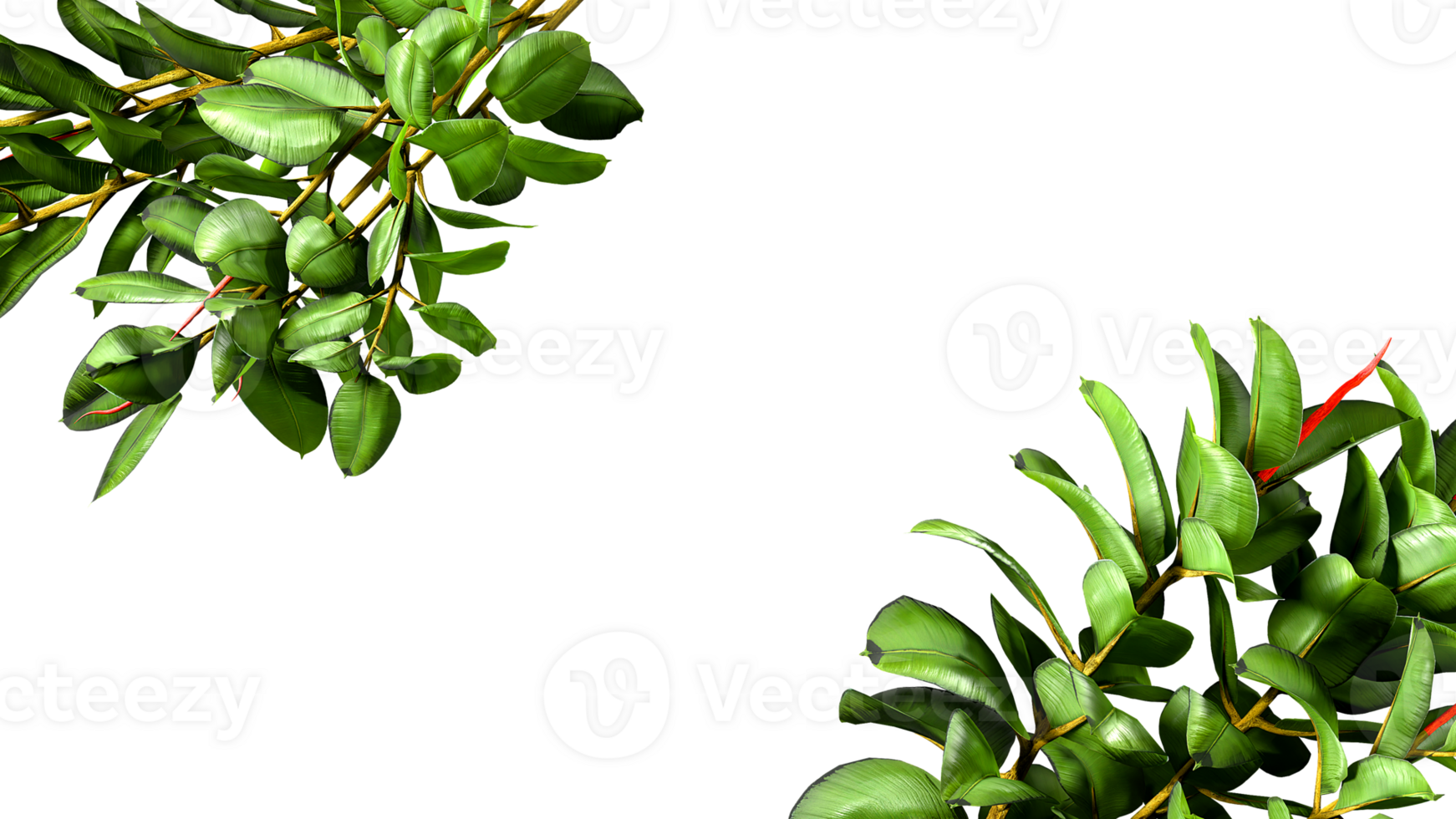 Greenery foliage plant frame border realistic 3d render png