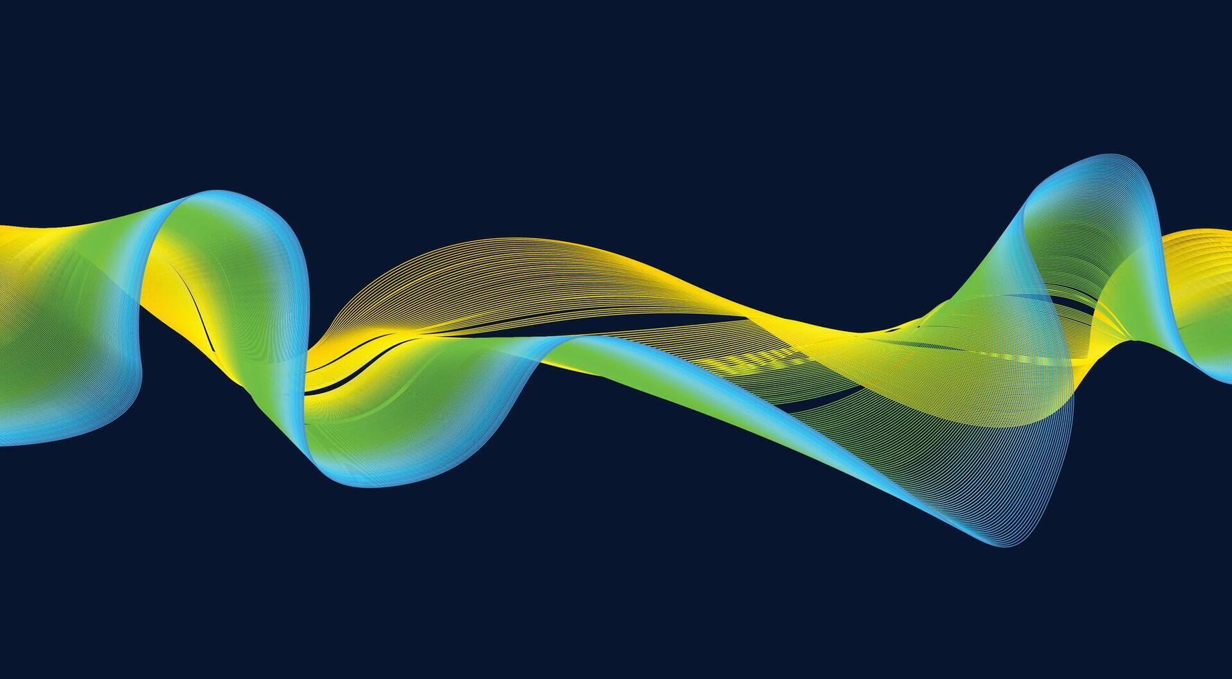 Wavy Blend Curved Lines Background Green Cyan Colorful Gradient Design Abstract Illustration vector