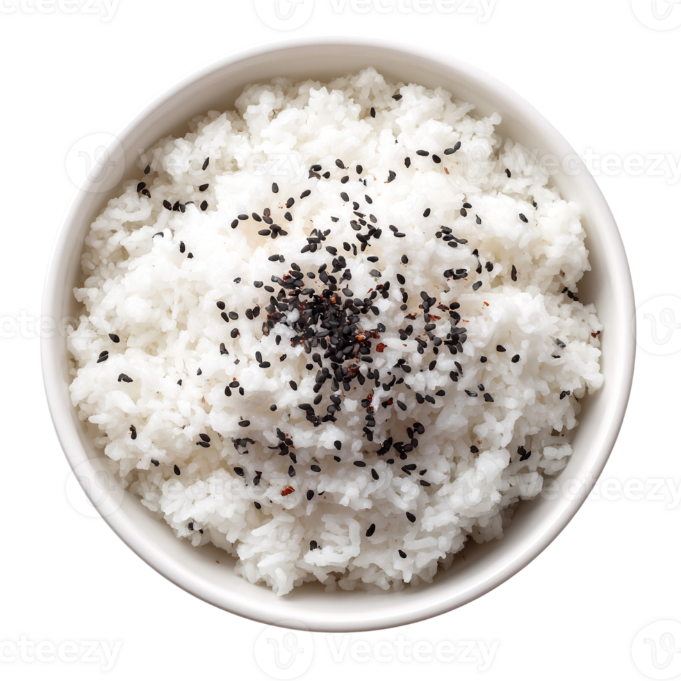 A bowl of rice with black sesame seeds png