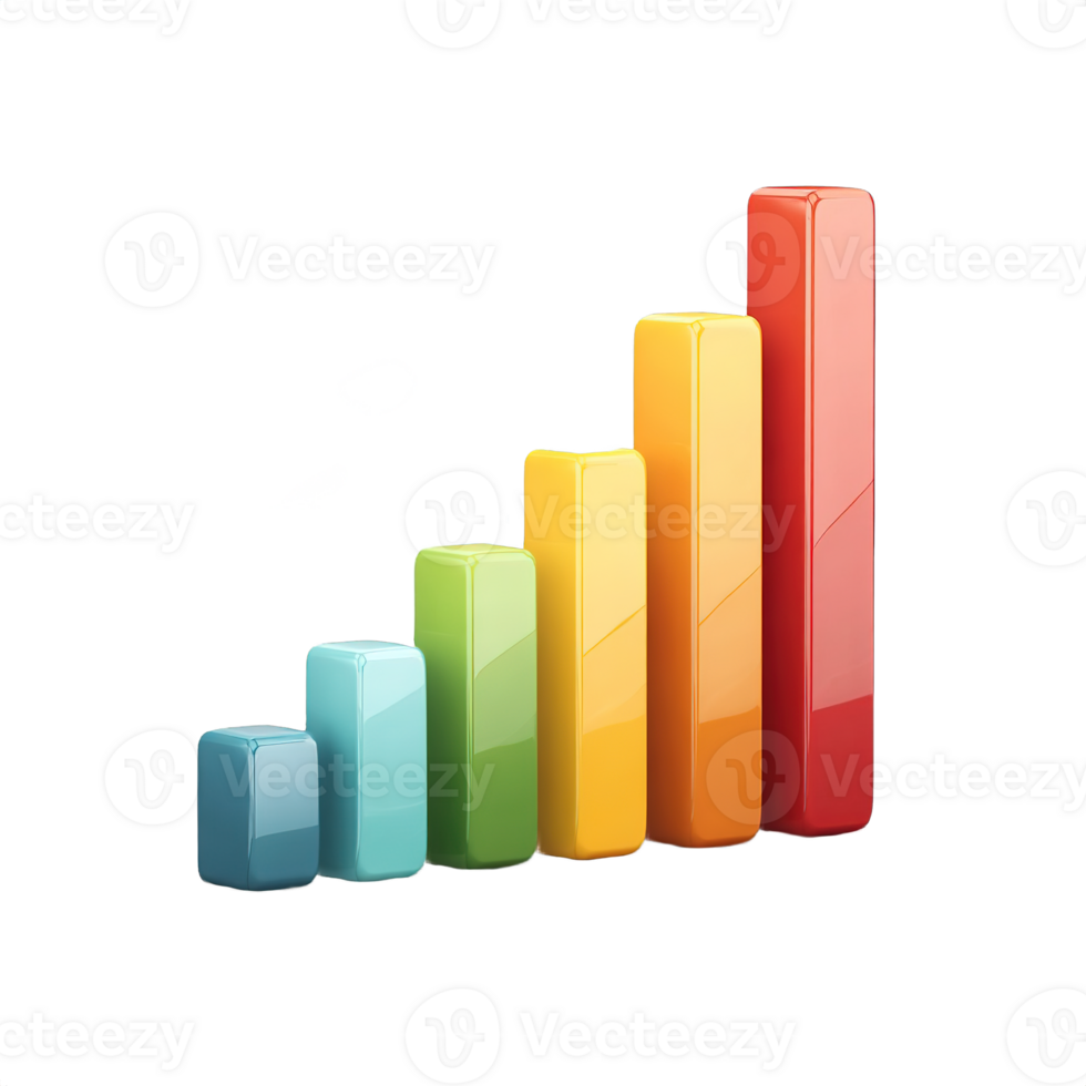 Vibrant Growth Chart Colorful 3D Bar Graph Representing Success png
